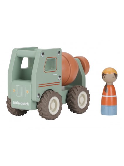 Dřevěné auto náklaďák s míchačkou Little Dutch