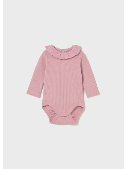 Body s dlouhým rukávem a volánkem růžové NEWBORN Mayoral
