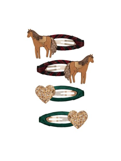 Sponky s koníky a srdíčky zelené Mimi and Lula