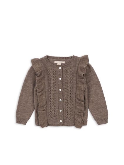 Svetr rozepínací s volánkem FIOL Brown Melange Konges Slojd