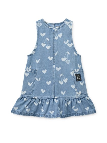 Angelica Printed Denim frill Dress LW20641 2667 Sweethearts light blue denim 1