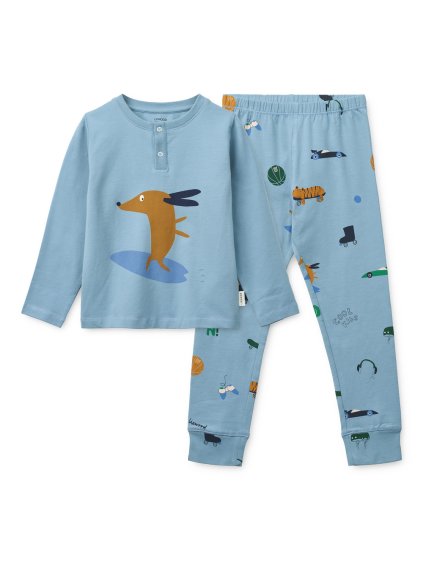 Wilhelm Printed Pyjamas Set LW20674 2654 Dog fun beach blue mix 1
