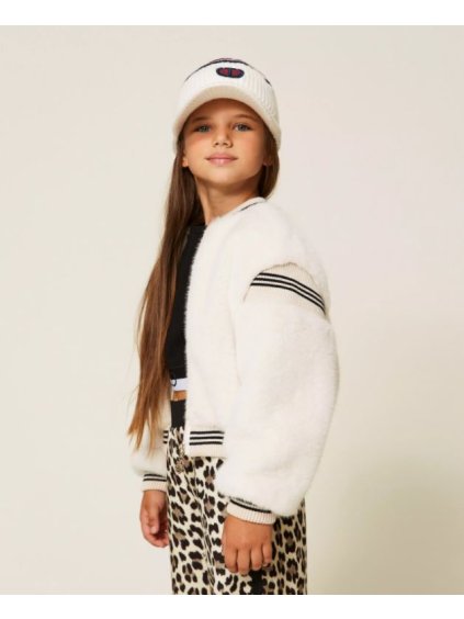 Bunda / bomber s kožešinou bílá TWINSET Girl