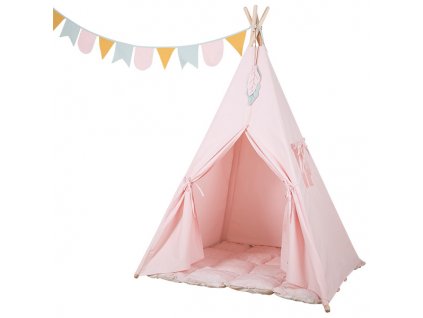 tipi tent roze met speelmat en slinger little dutch 600x600