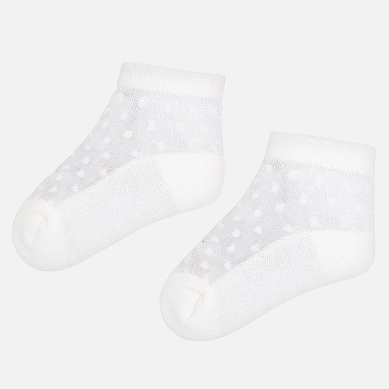 Levně Ponožky s průsvitnou aplikací puntíky bílé NEWBORN Mayoral