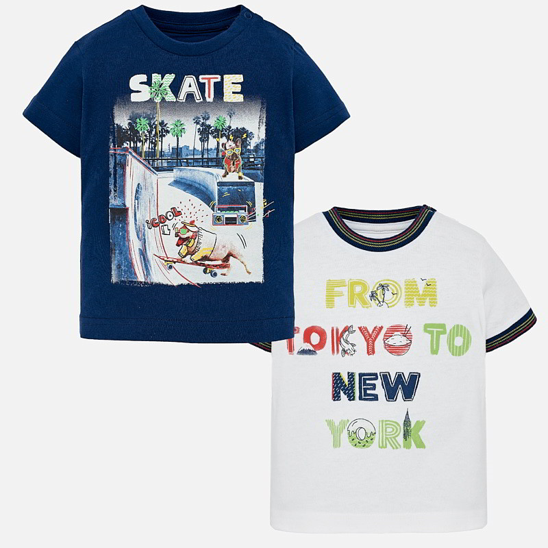 Levně 2pack triček s krátkým rukávem SKATE bílo-modré BABY Mayoral