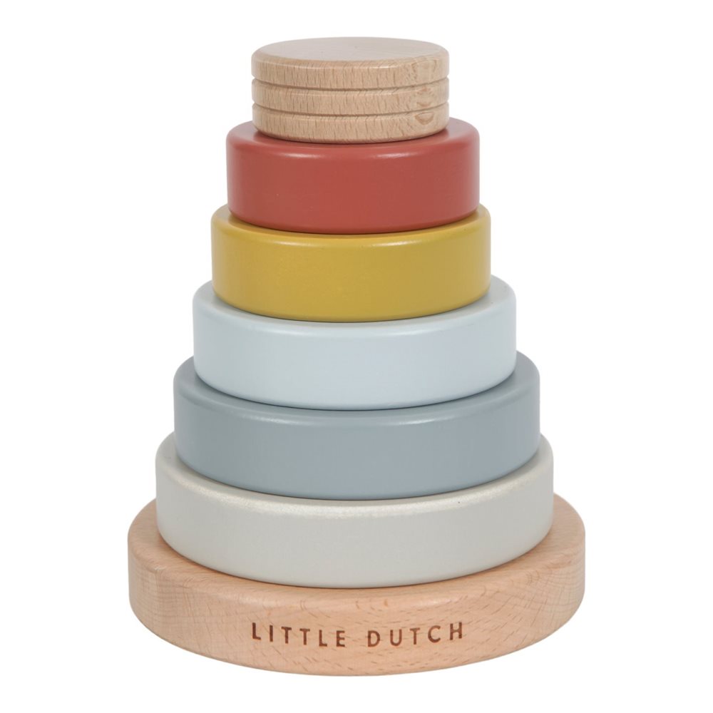 Levně Dřevěné nasazovací kroužky barevné Little Dutch