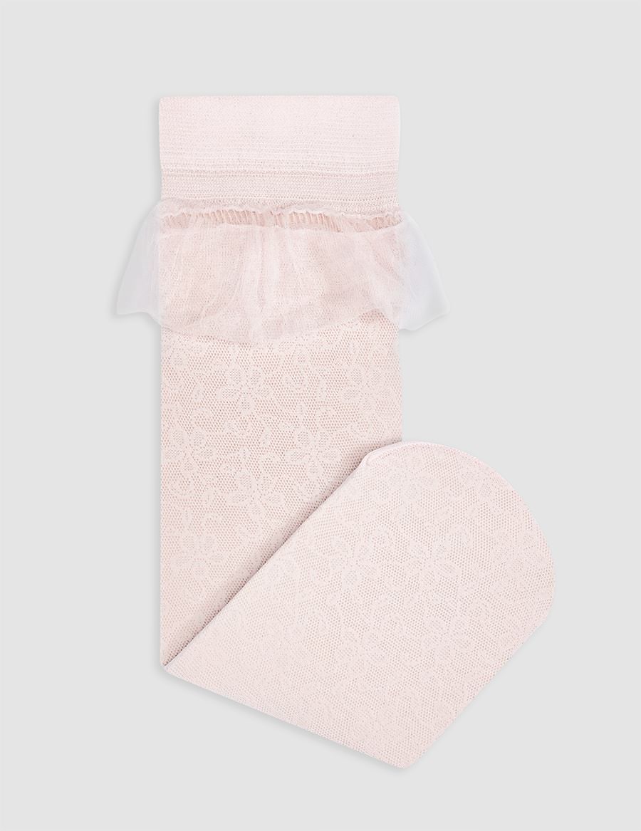 Ponožky silonkové se vzorem kytiček růžové Abel & Lula velikost: 8 (EUR 33-35)