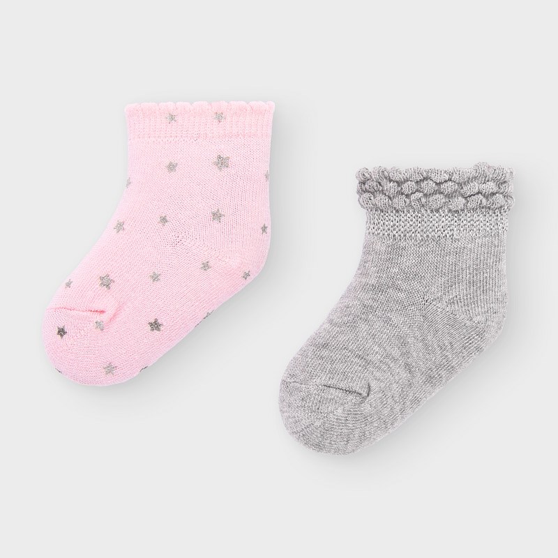 2 pack ponožek hvězdičky růžovo-šedé NEWBORN Mayoral