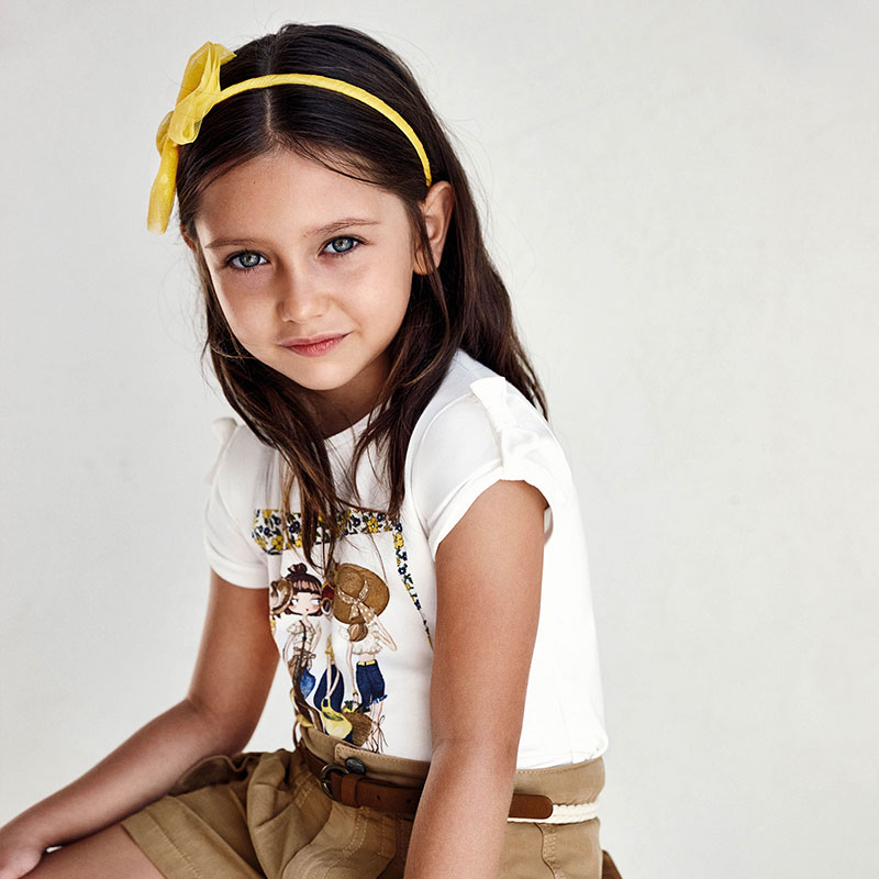 Levně Tričko s krátkým rukávem holčičky žluté MINI Mayoral