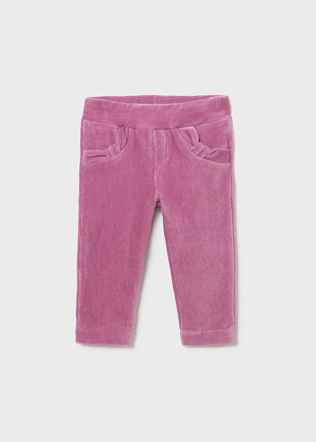 Kalhoty velurové s mašličkami fialové BABY Mayoral velikost: 68 (6 měsíců)