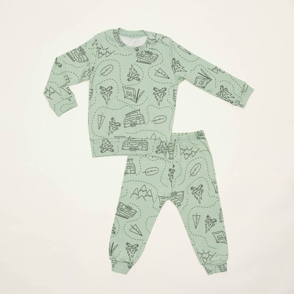 Levně Pyžamo s dlouhým rukávem CAMPING zelené BABY Extreme Intimo