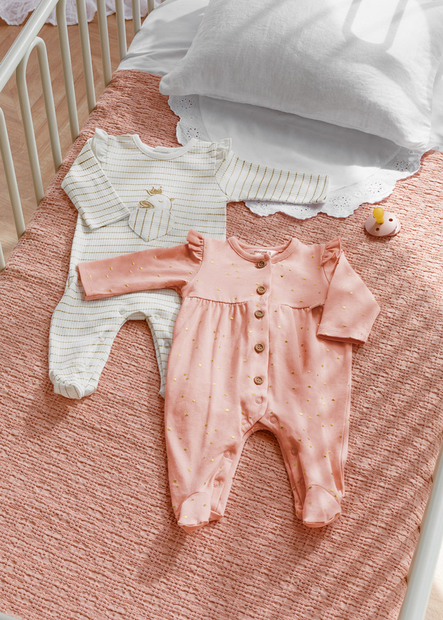 Set 2 overálků PTÁČEK pudrově růžový NEWBORN Mayoral