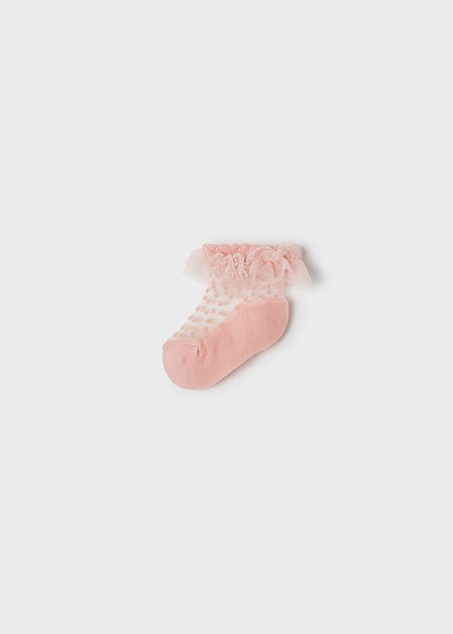Ponožky s krajkou a volánky meruňkové BABY Mayoral velikost: 18 měsíců