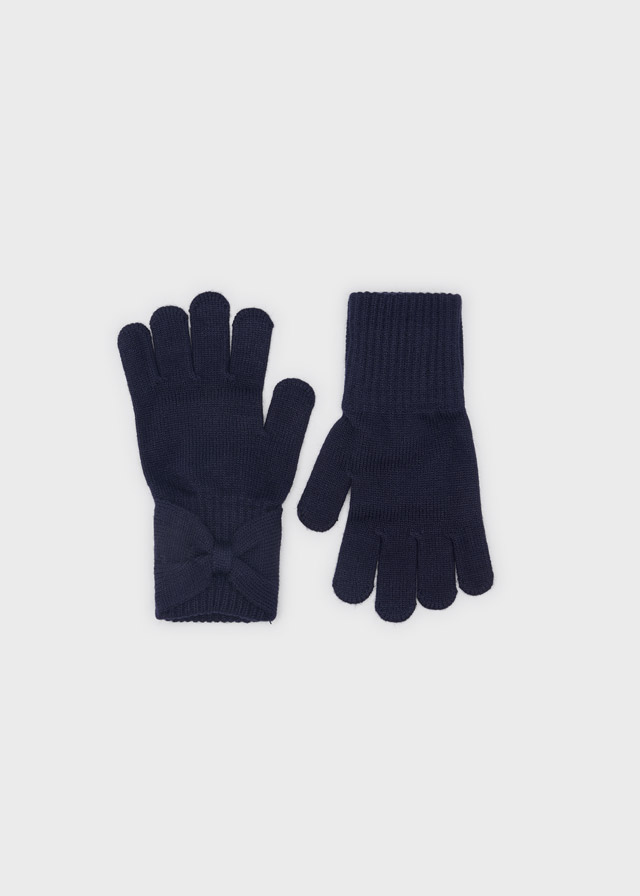 Rukavice pletené s mašličkou tmavě modré MINI Mayoral velikost: 140 (10 let)