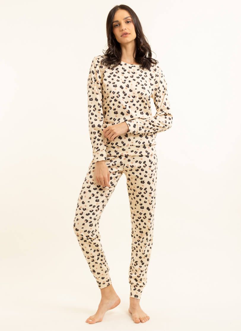 Levně Dámské pyžamo dlouhý rukáv leopard Extreme Intimo