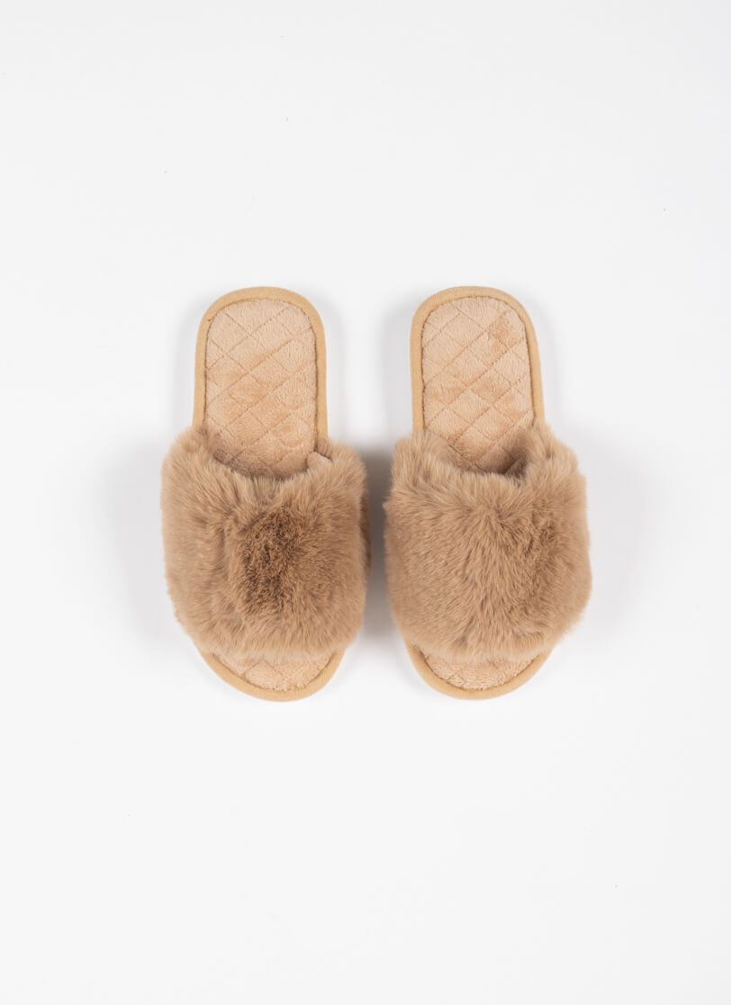 Pantofle s kožíškem béžové Extreme Intimo velikost: 38/39