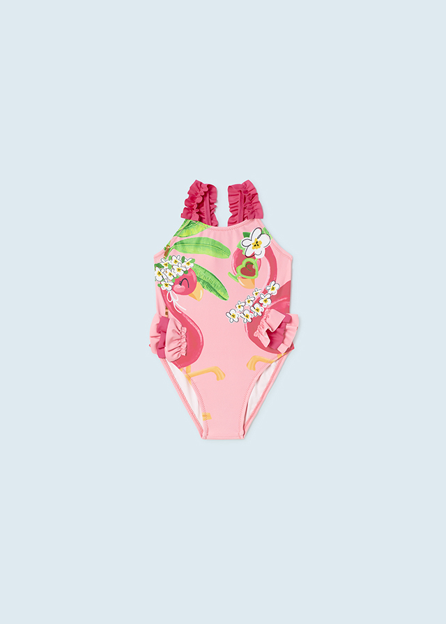 Plavky jednodílné s volánky PLAMEŇÁCI světle růžové BABY Mayoral velikost: 86 (18 měsíců)