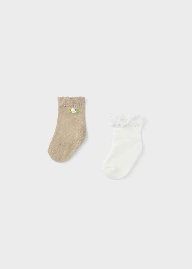 2 pack ponožek s krajkou bílo-zlaté BABY Mayoral velikost: 92 (24 měsíců)