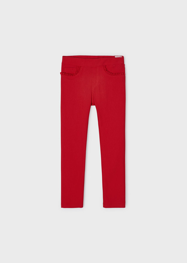 Kalhoty natahovací odlehčené s volánky červené MINI Mayoral velikost: 122