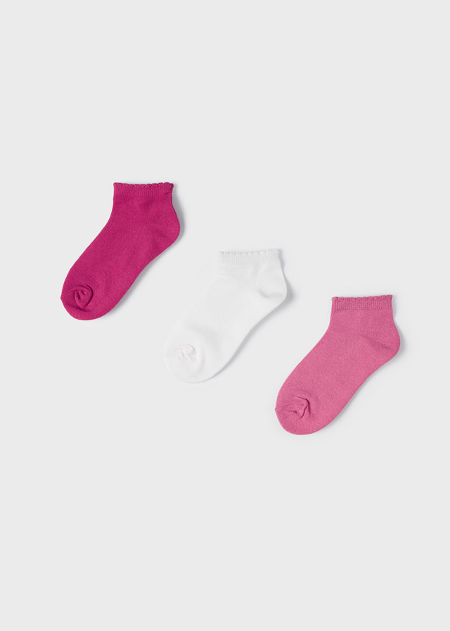 3 pack nízkých ponožek tmavě růžové MINI Mayoral velikost: 4 (EU 23-26)