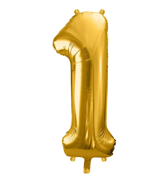 Levně PartyDeco Fóliový balónek číslo 1 zlatá 100 cm Party Deco