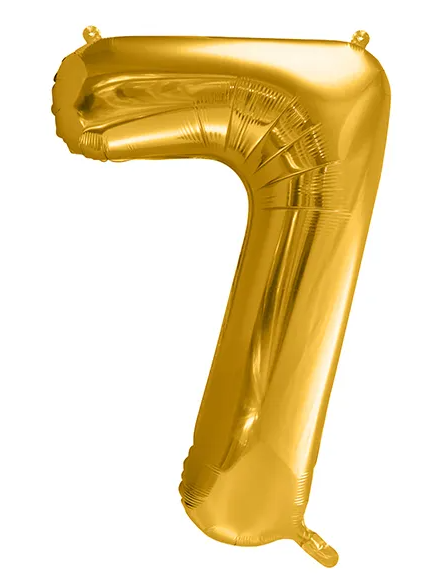 Levně PartyDeco Balónek fóliový číslo 7 zlatá 100 cm Party Deco