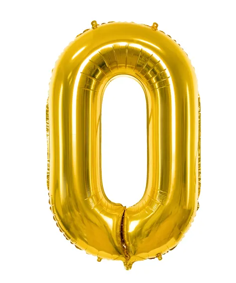 Balónek fóliový čísla 0-9 zlatý 100 cm Party Deco