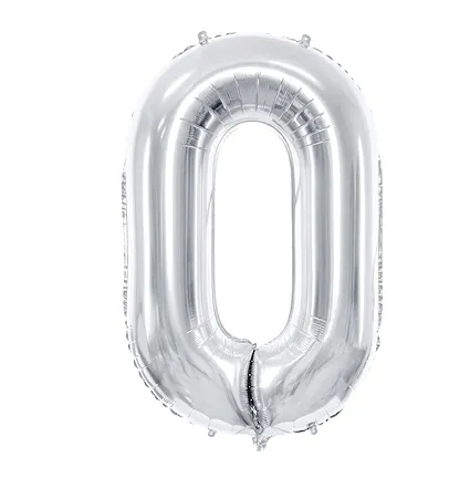 Levně PartyDeco Balónek fóliový číslo 0 stříbrná 100cm Party Deco