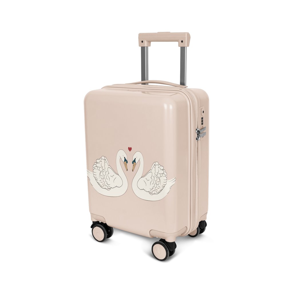 Levně Cestovní kufr na kolekčkách SWAN světle růžový Konges Slojd