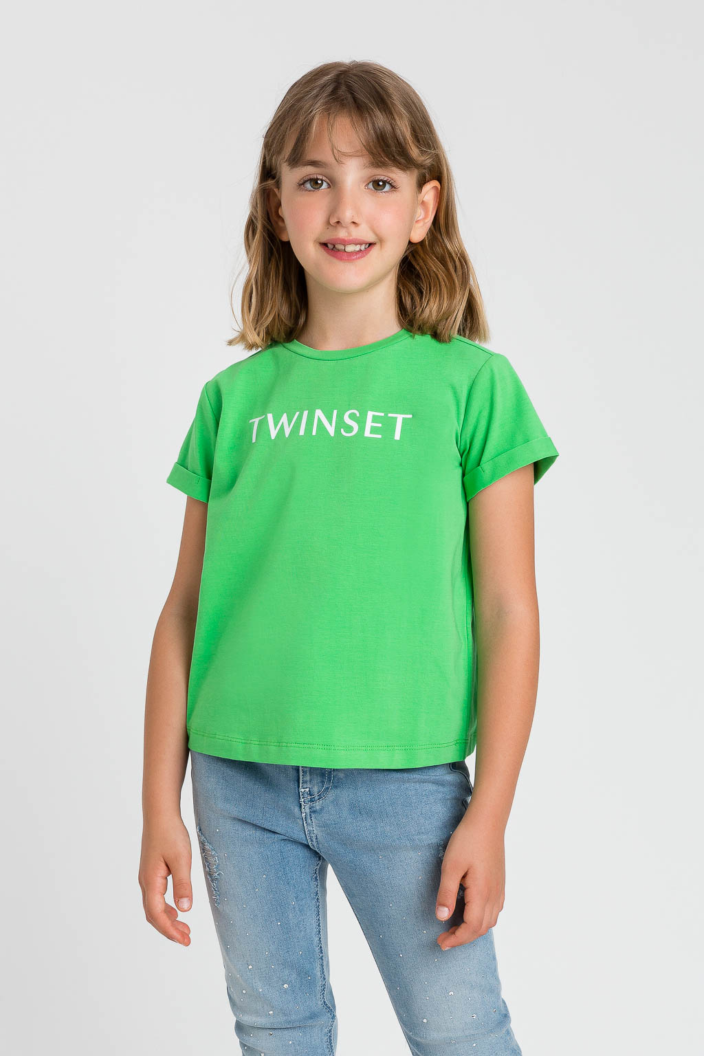 Levně Tričko s krátkým rukávem basic zelené Twinset Girl