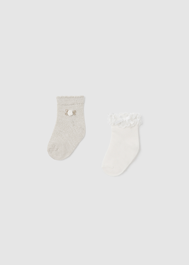 2 pack ponožek s krajkou bílo-zlaté BABY Mayoral velikost: 98 (36 měsíců)