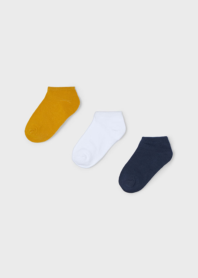Levně 3 pack nízkých jednobarevných ponožek hořčicové MINI Mayoral