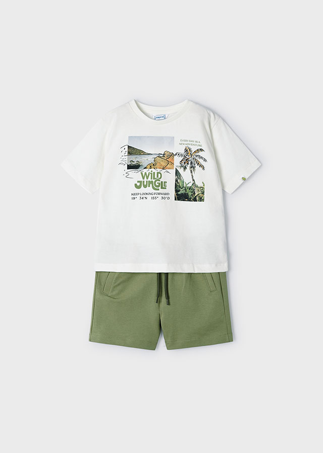 Levně Set trička s krátkým rukávem WILD JUNGLE khaki MINI Mayoral