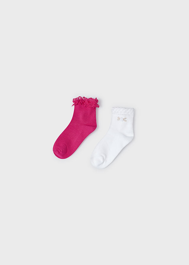 Levně 2 pack ponožek s krajkou tmavě růžové MINI Mayoral