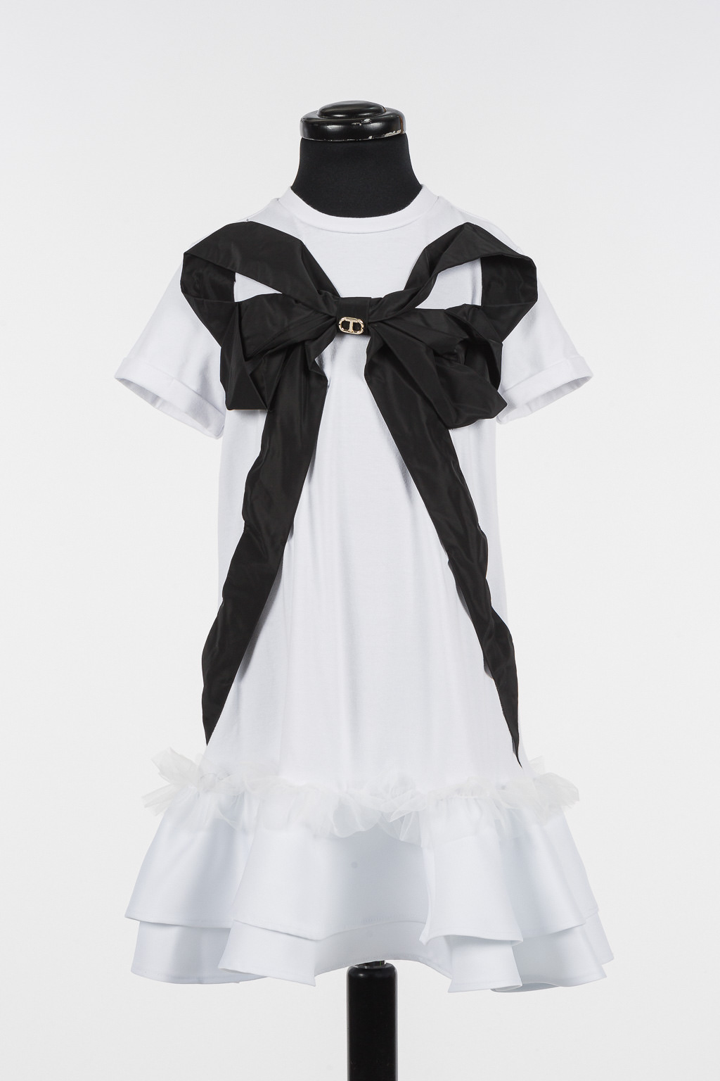 Šaty s krátkým rukávem a mašlí bílé Twinset Girl velikost: 14