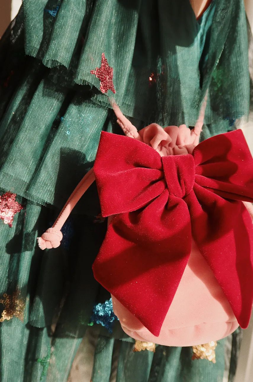 Kabelka sametová s mašlí BOW Melloew Rose růžová Konges Slojd
