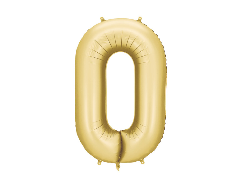 Balónek fóliový čísla 0-9 matný zlatý 100 cm Party Deco