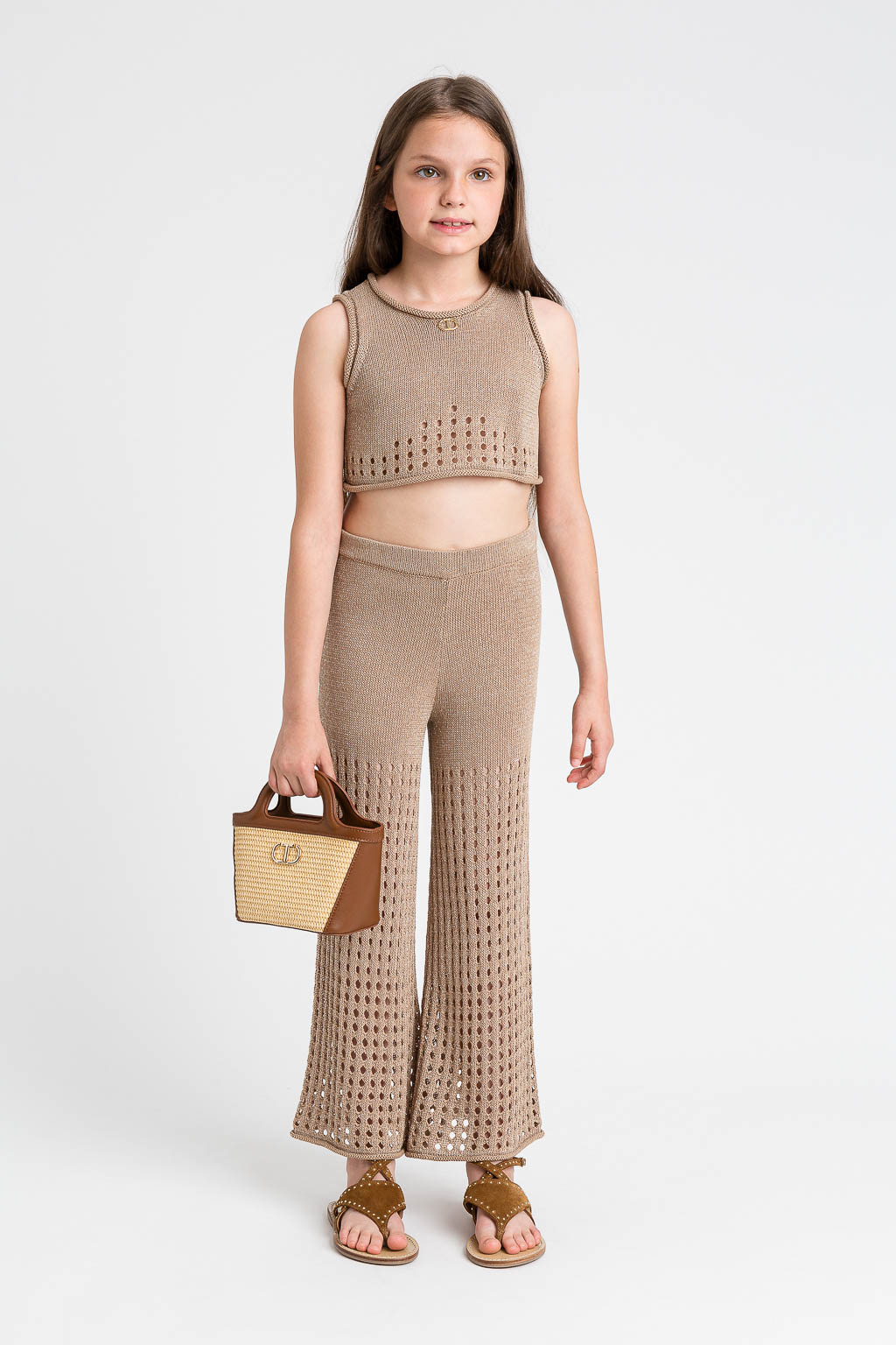 Kalhoty s háčkováním béžové Twinset Girl
