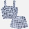 Set crop topu a šortek modrá kostka JUNIOR Mayoral