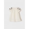 Šaty s nabíranými rukávy výšivky smetanové BABY Mayoral