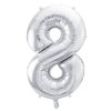 Balónek fóliový čísla 0-9 stříbrný 100cm Party Deco