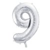 Balónek fóliový čísla 0-9 stříbrný 100cm Party Deco