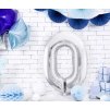 Balónek fóliový čísla 0-9 stříbrný 100cm Party Deco