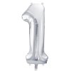 Balónek fóliový čísla 0-9 stříbrný 100cm Party Deco