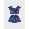 Lněný set topu a sukně modrá MINI Mayoral