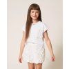 Tričko s krátkým a kapsičkou FLOWER smetanové Twinset Girl