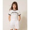 Tričko s krátkým rukávem a logem bílo-černé Twinset Girl