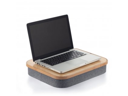Hordozható fából és vászonból készült laptopasztal tárolótálcával, InnovaGoods