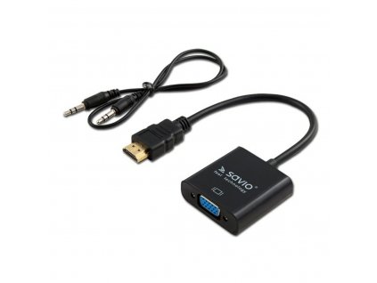 HDMI–VGA Audio Adapter Savio CL-23/B Fekete 50 cm